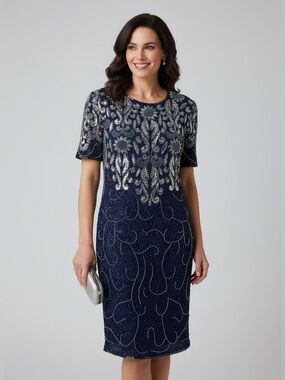 Vintage Night Vogue Sequinned Beaded Evening Dress